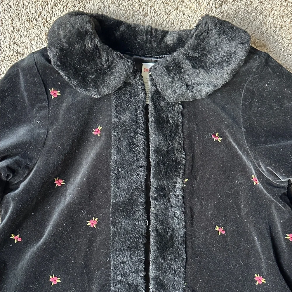 Gymboree Velvet Coat with Faux fur trim and embroidery‎